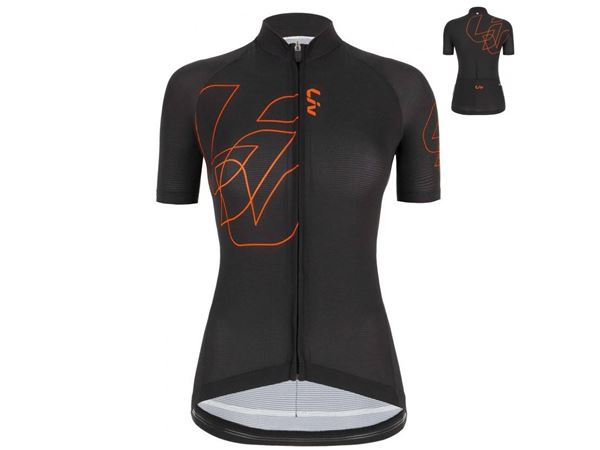 MAILLOT CORTO LIV VALENTIA SS JERSEY MUJER - BLACK/ORANGE